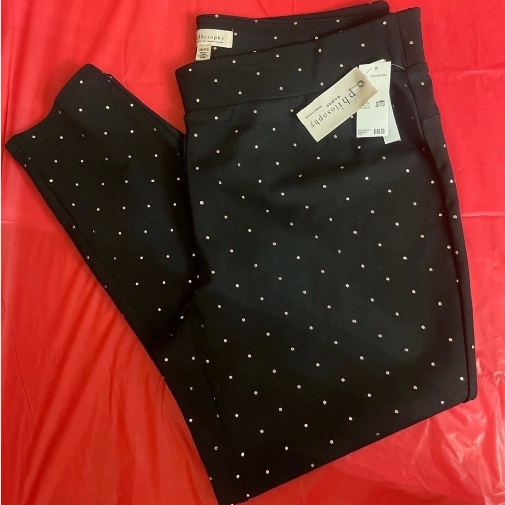 Philosophy Black Pants with Gold Dots